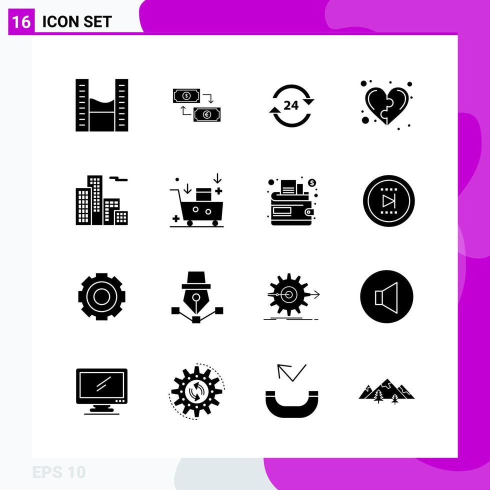 Solid Icon set Pack of 16 Glyph Icons isolated on White Background for Web Print and Mobile Creative Black Icon vector background