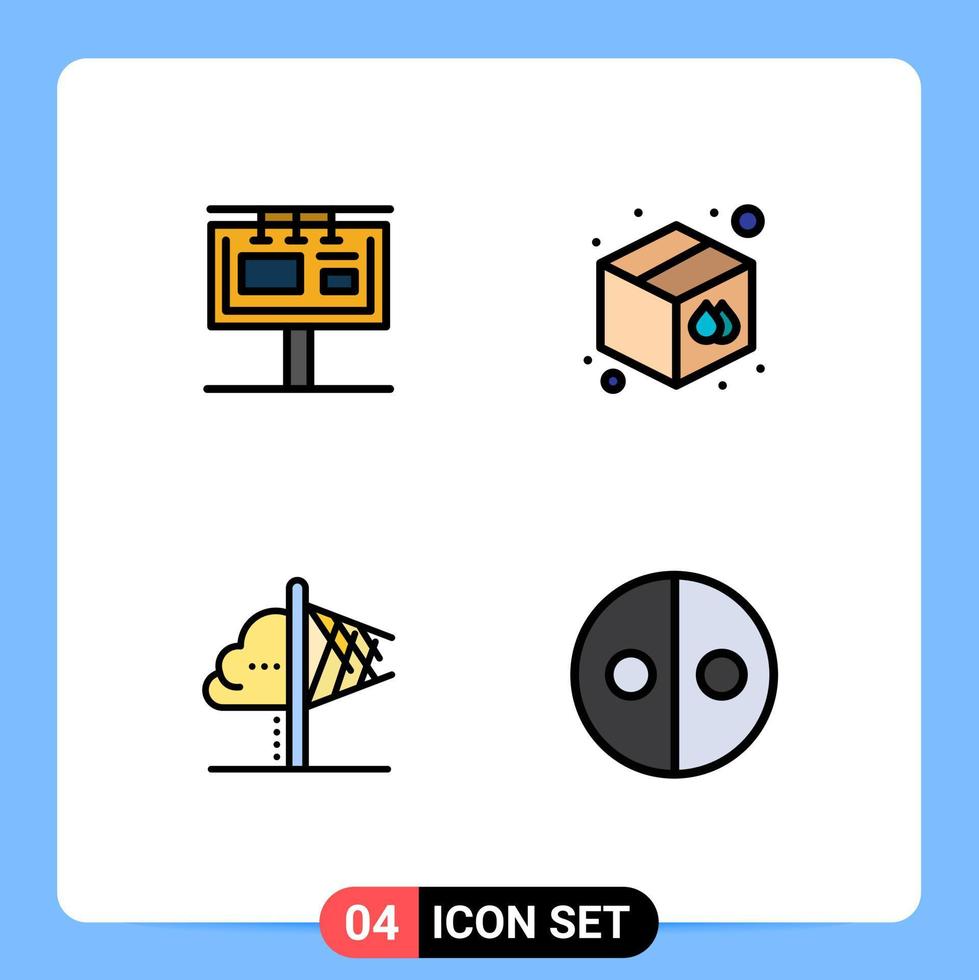 conjunto de 4 pictogramas de color plano de línea de relleno de interfaz móvil de elementos de diseño de vector editables de imaginación de productos publicitarios de creatividad de tablero