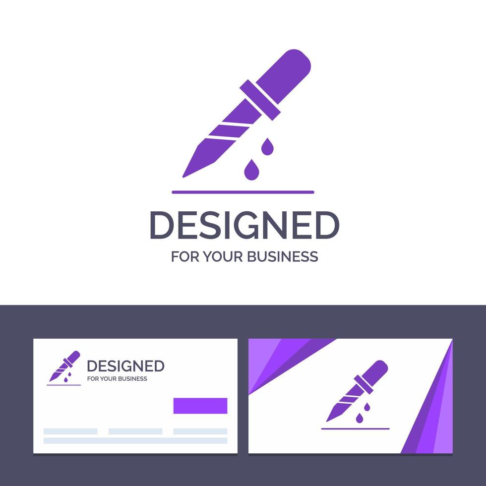 Creative Business Card and Logo template Drop Dropper Medical Medicine Vector Illustration