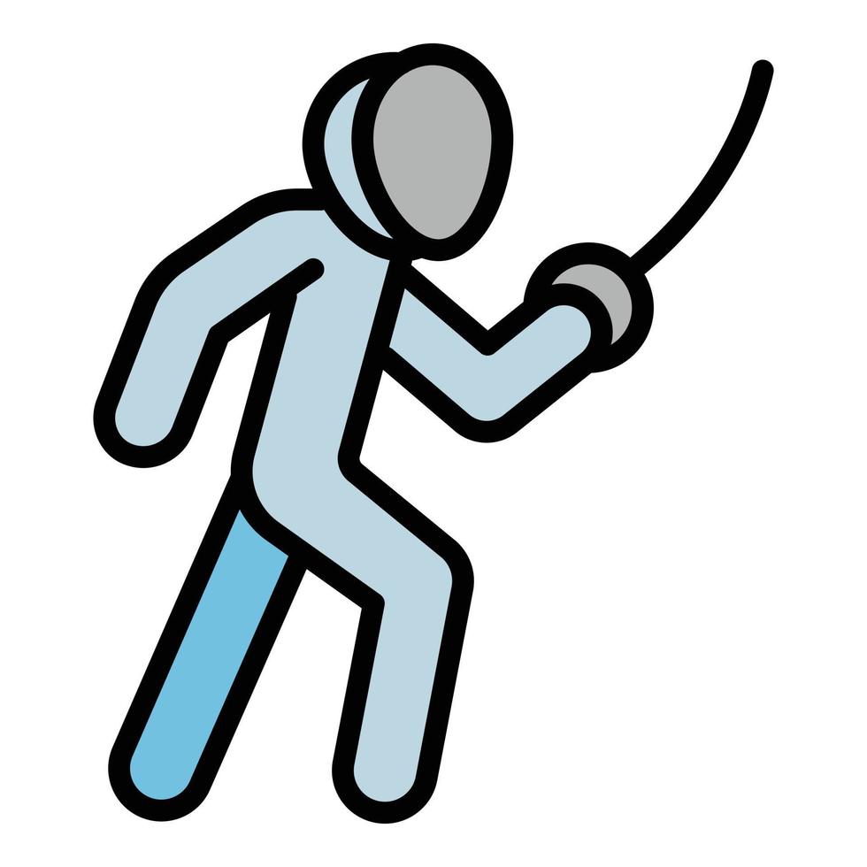 Kid fencer icon outline vector. Fencing sport vector