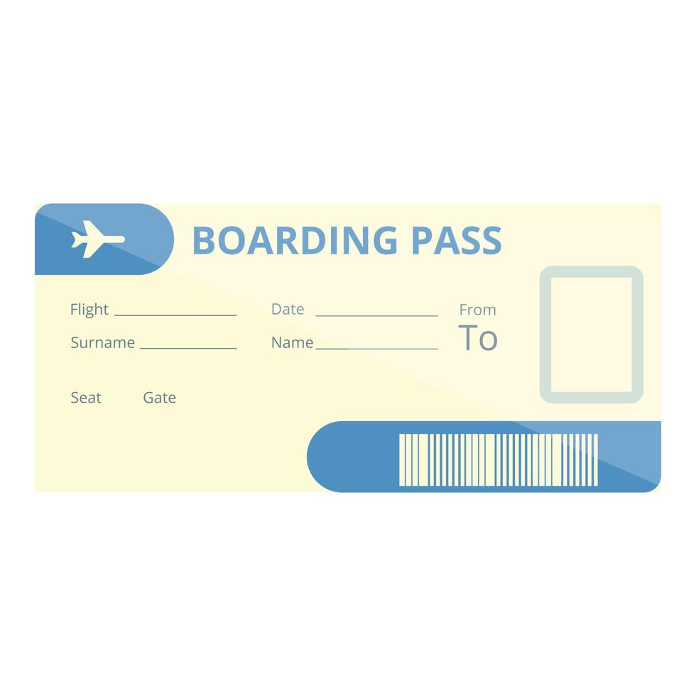Paper boarding pass icon, cartoon style vector