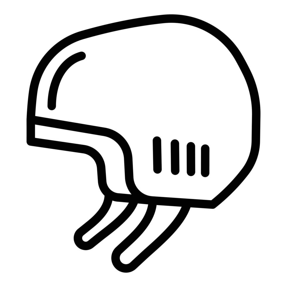 icono de monopatín de casco, estilo de esquema vector