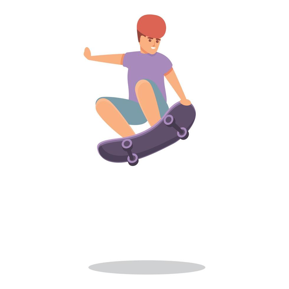 icono de skate de salto alto, estilo de dibujos animados vector