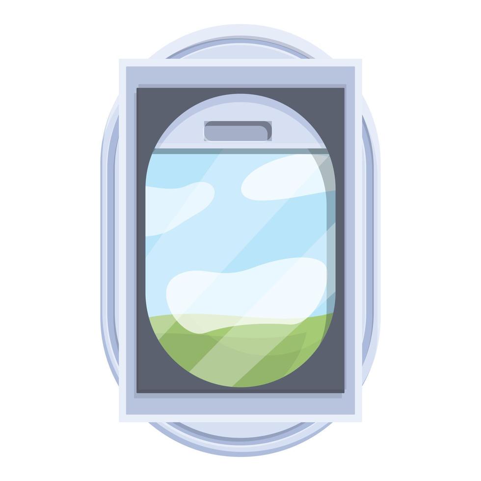 Plane window icon, cartoon style vector