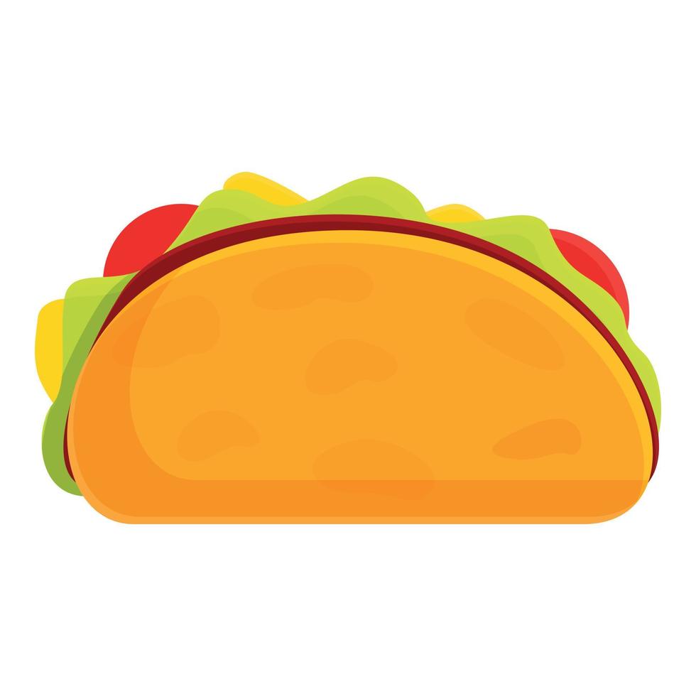 Delicious tacos icon, cartoon style vector