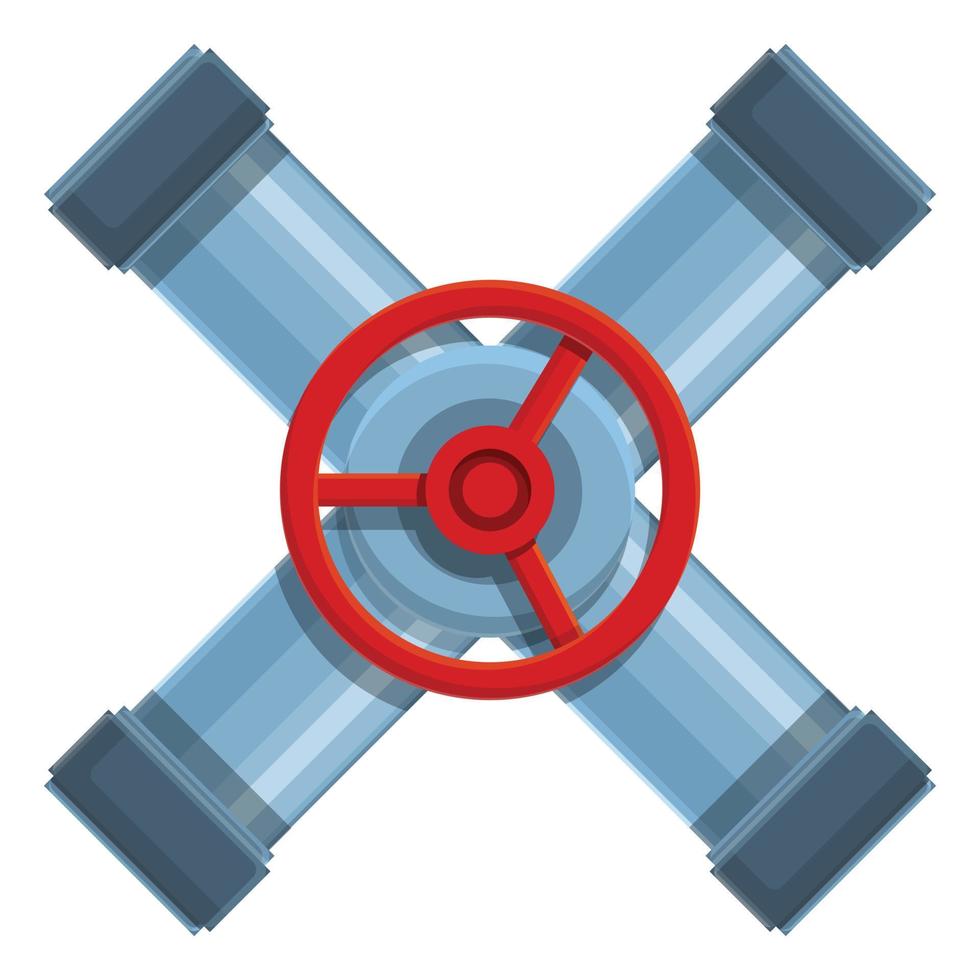 Cross pipe icon, cartoon style vector