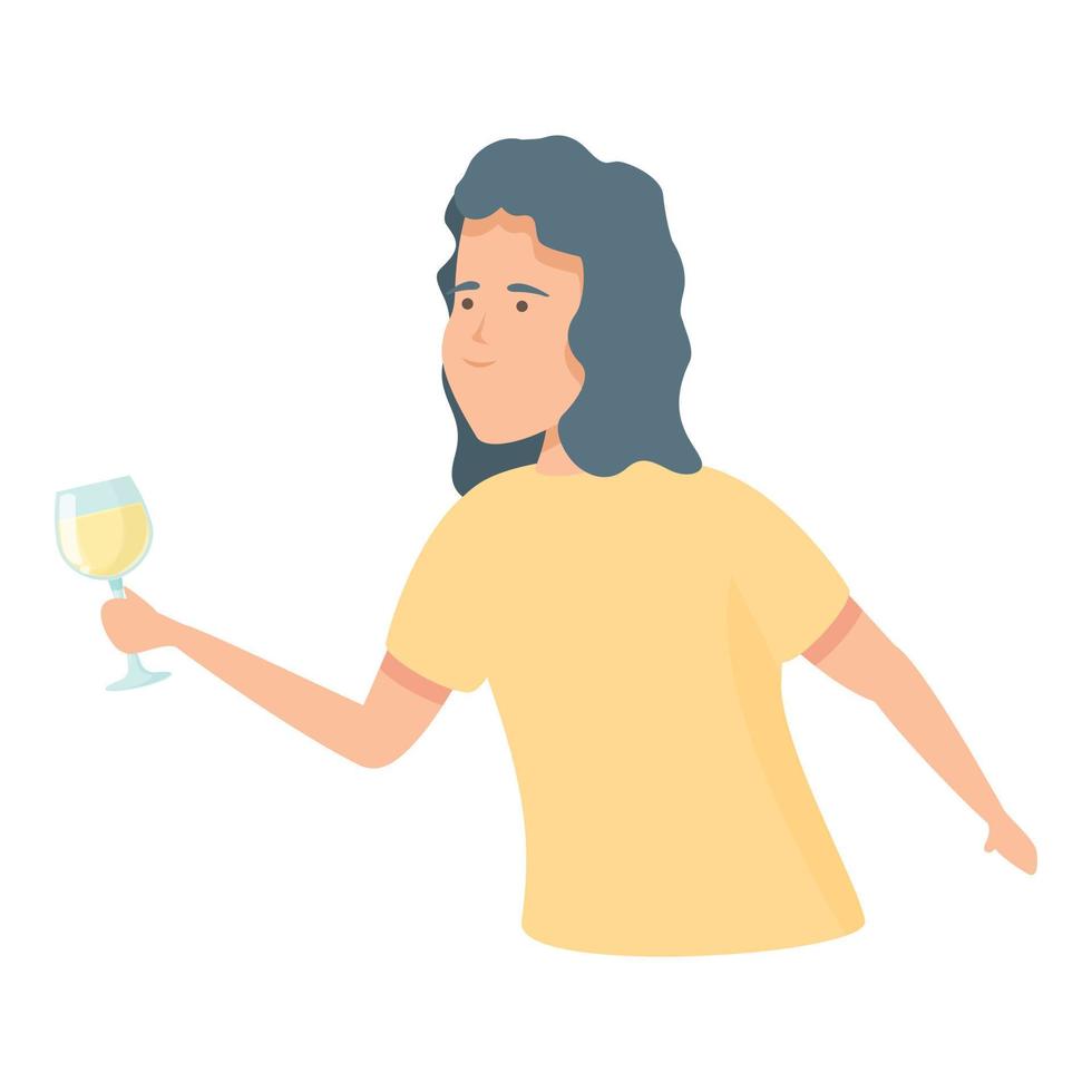 vector de dibujos animados de icono de mujer catadora. Copa de vino