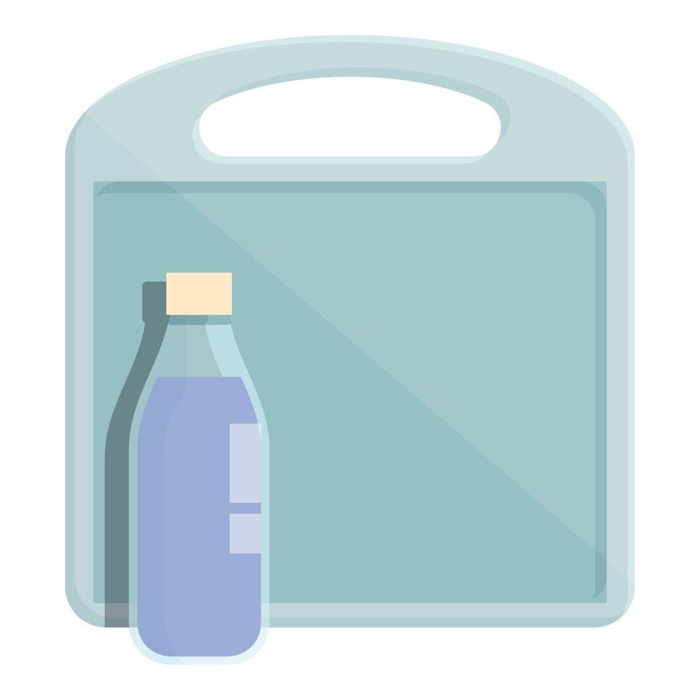 vector de dibujos animados de icono de caja de plástico de bebida de agua. merienda escolar