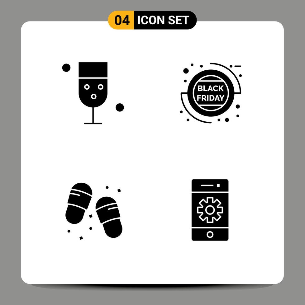 4 Creative Icons Modern Signs and Symbols of cup beach food friday footwear Editable Vector Design Elements