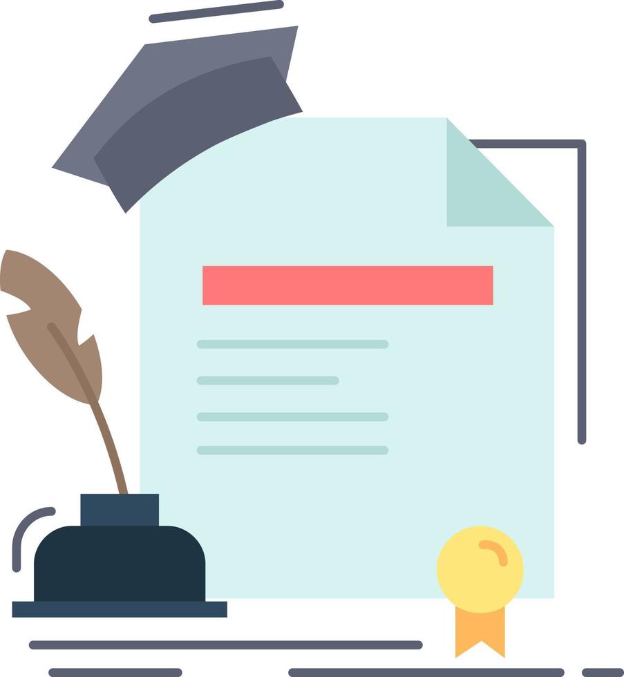 certificate degree education award agreement Flat Color Icon Vector