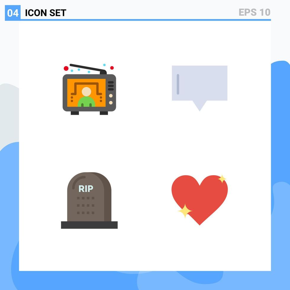 Modern Set of 4 Flat Icons and symbols such as entertainment graveyard user talk rip Editable Vector Design Elements