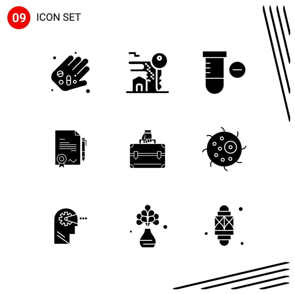 Collection of 9 Vector Icons in solid style Pixle Perfect Glyph Symbols for Web and Mobile Solid Icon Signs on White Background 9 Icons Creative Black Icon vector background