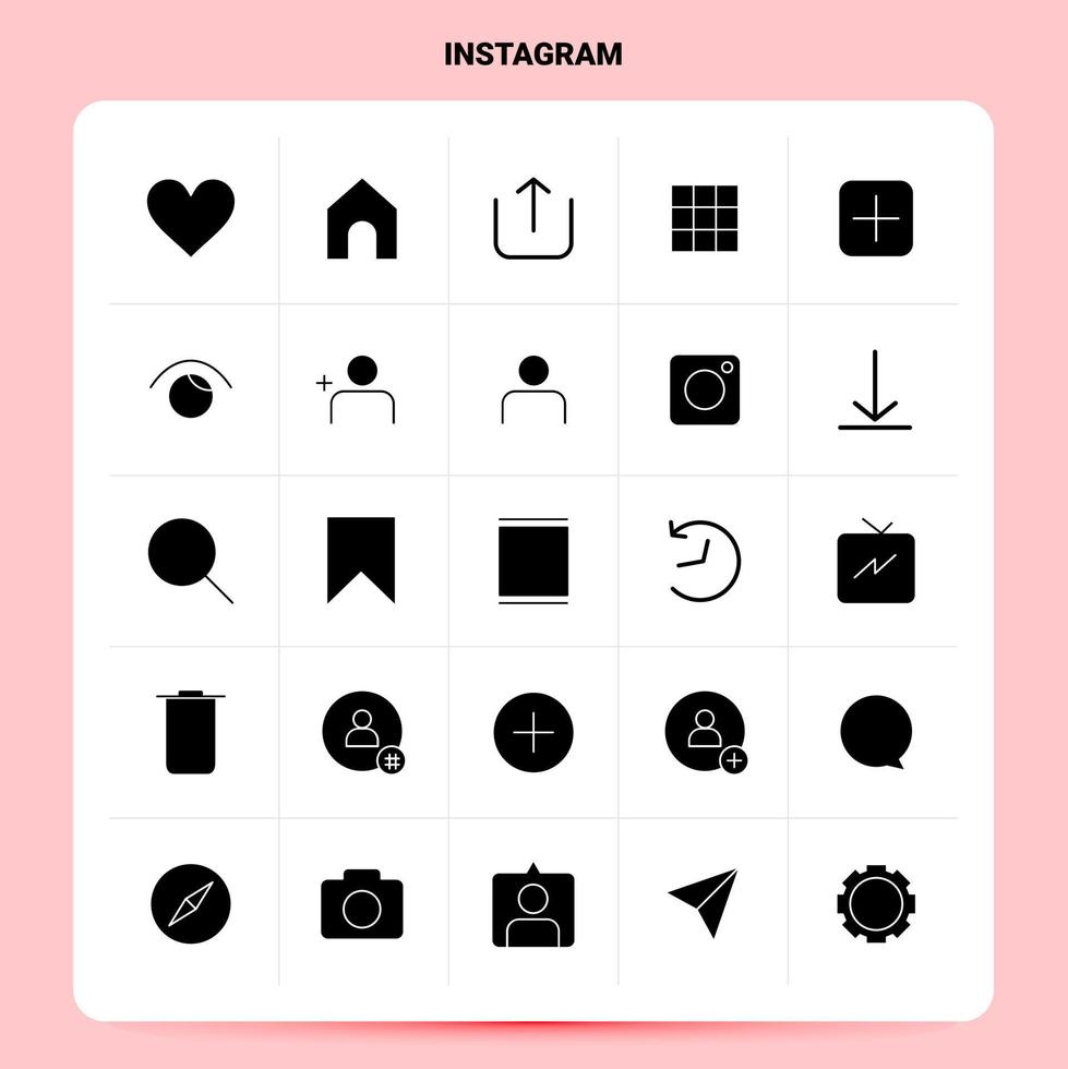 sólido 25 conjunto de iconos de instagram diseño de estilo de glifo vectorial conjunto de iconos negros diseño de ideas de negocios web y móvil ilustración vectorial vector