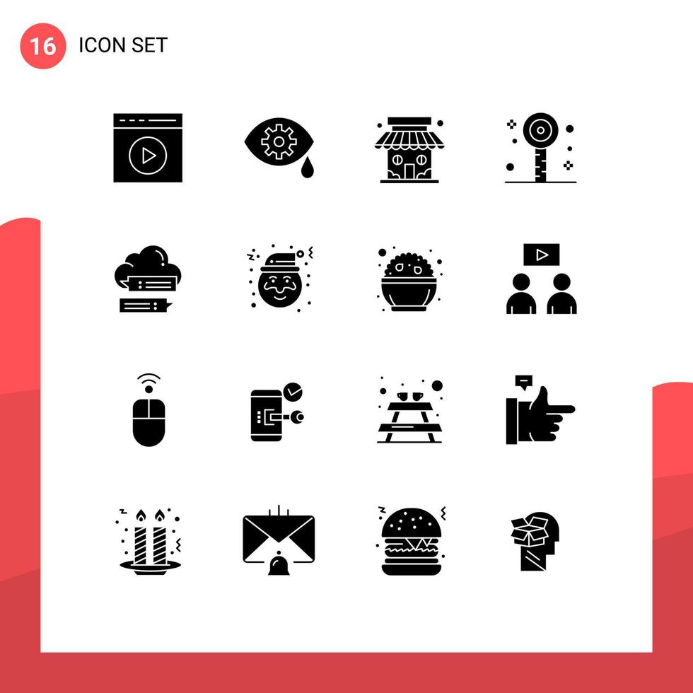 conjunto moderno de 16 glifos y símbolos sólidos, como elementos de diseño de vectores editables divertidos para fiestas seguras en el mercado de verano