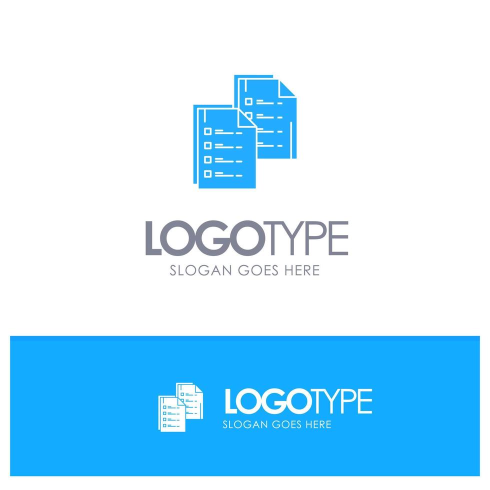 Document Analytics Data Copy Paper Resume Blue Solid Logo with place for tagline vector