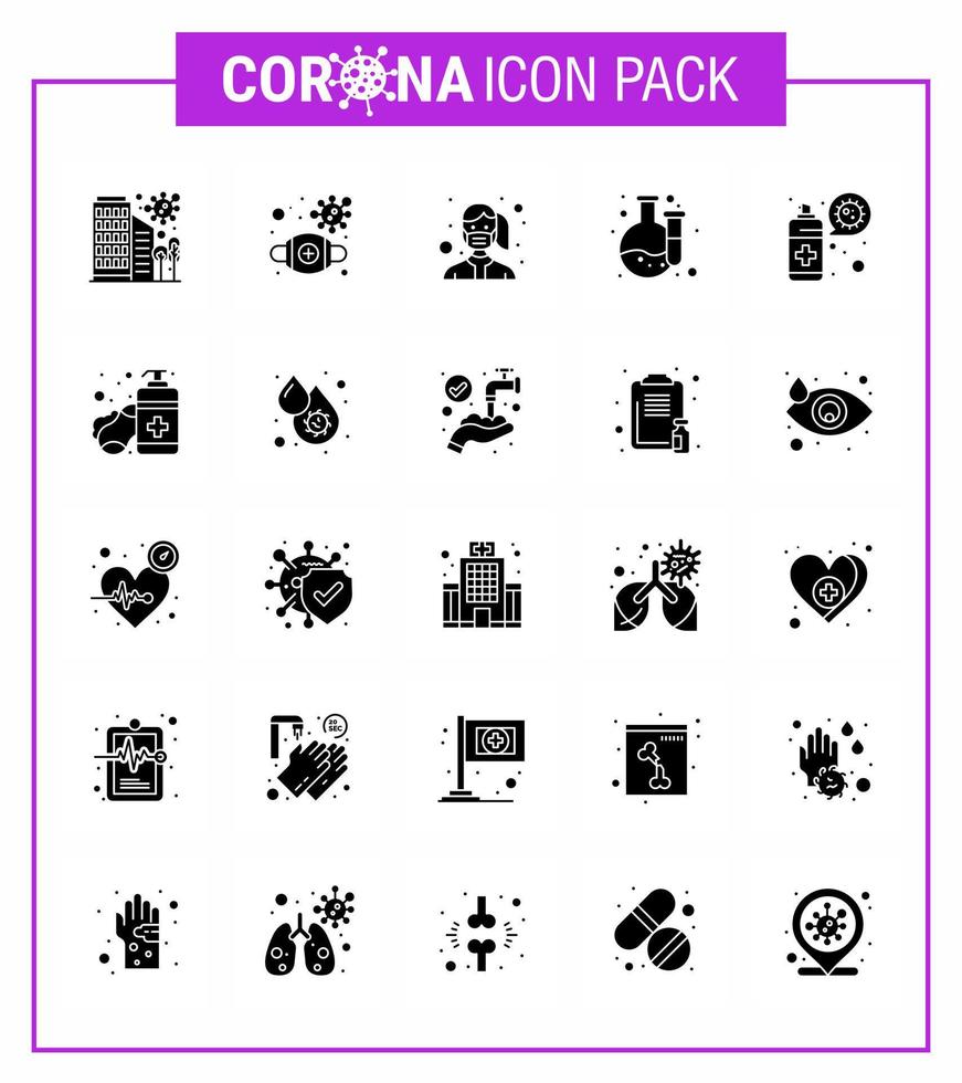 Simple Set of Covid19 Protection Blue 25 icon pack icon included lab wear protective safety mask viral coronavirus 2019nov disease Vector Design Elements