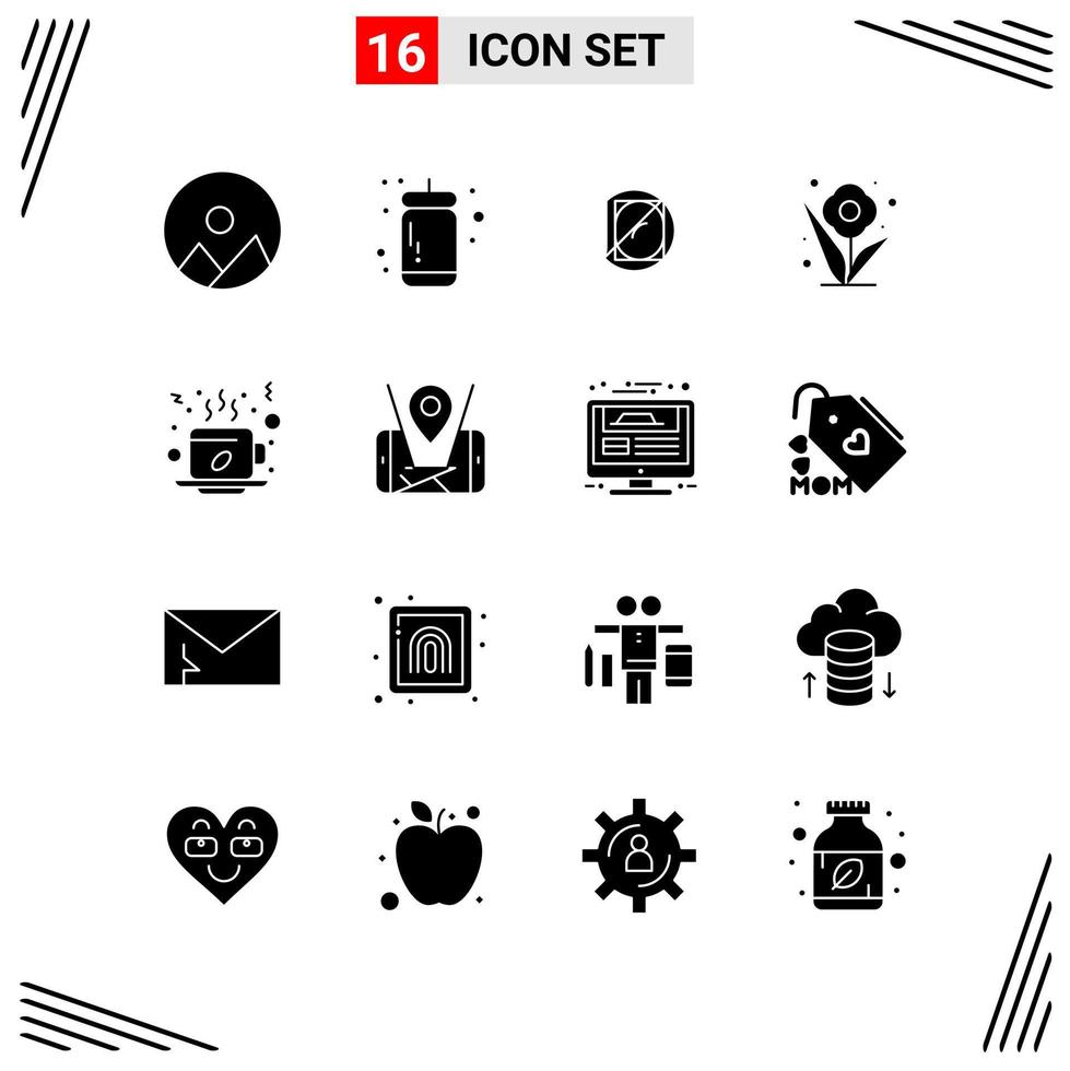 16 Icons Solid Style Grid Based Creative Glyph Symbols for Website Design Simple Solid Icon Signs Isolated on White Background 16 Icon Set Creative Black Icon vector background