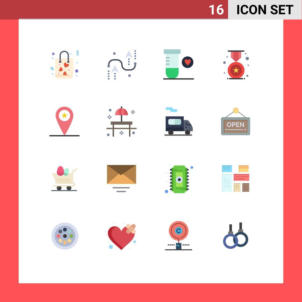 16 User Interface Flat Color Pack of modern Signs and Symbols of military school programing education award Editable Pack of Creative Vector Design Elements