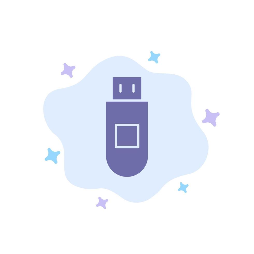 Usb Storage Data Blue Icon on Abstract Cloud Background vector