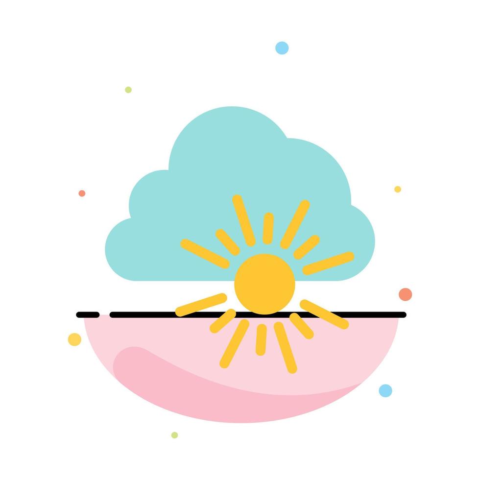 Cloud Nature Spring Sun Abstract Flat Color Icon Template vector