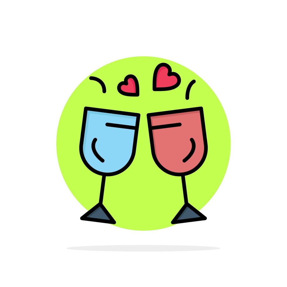 Glass Love Drink Wedding Abstract Circle Background Flat color Icon vector