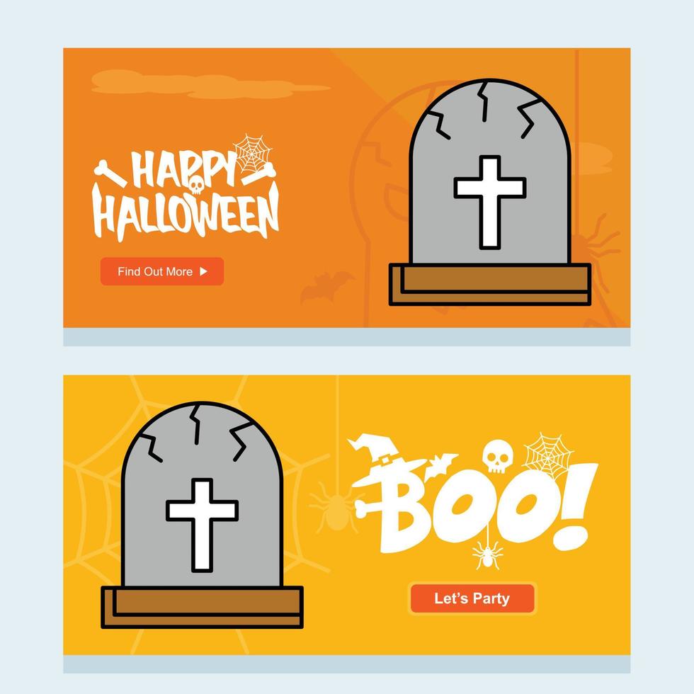 Happy Halloween invitation design with grave vector