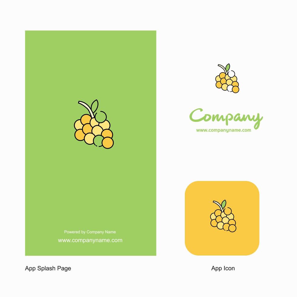 Ícono de la aplicación del logotipo de la empresa de uvas y diseño de la página de presentación Elementos de diseño de aplicaciones comerciales creativas vector