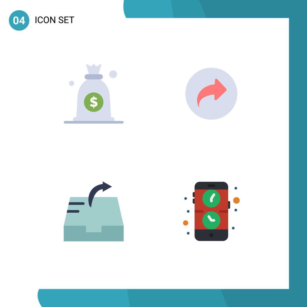 Set of 4 Modern UI Icons Symbols Signs for dollar send basic ui application Editable Vector Design Elements