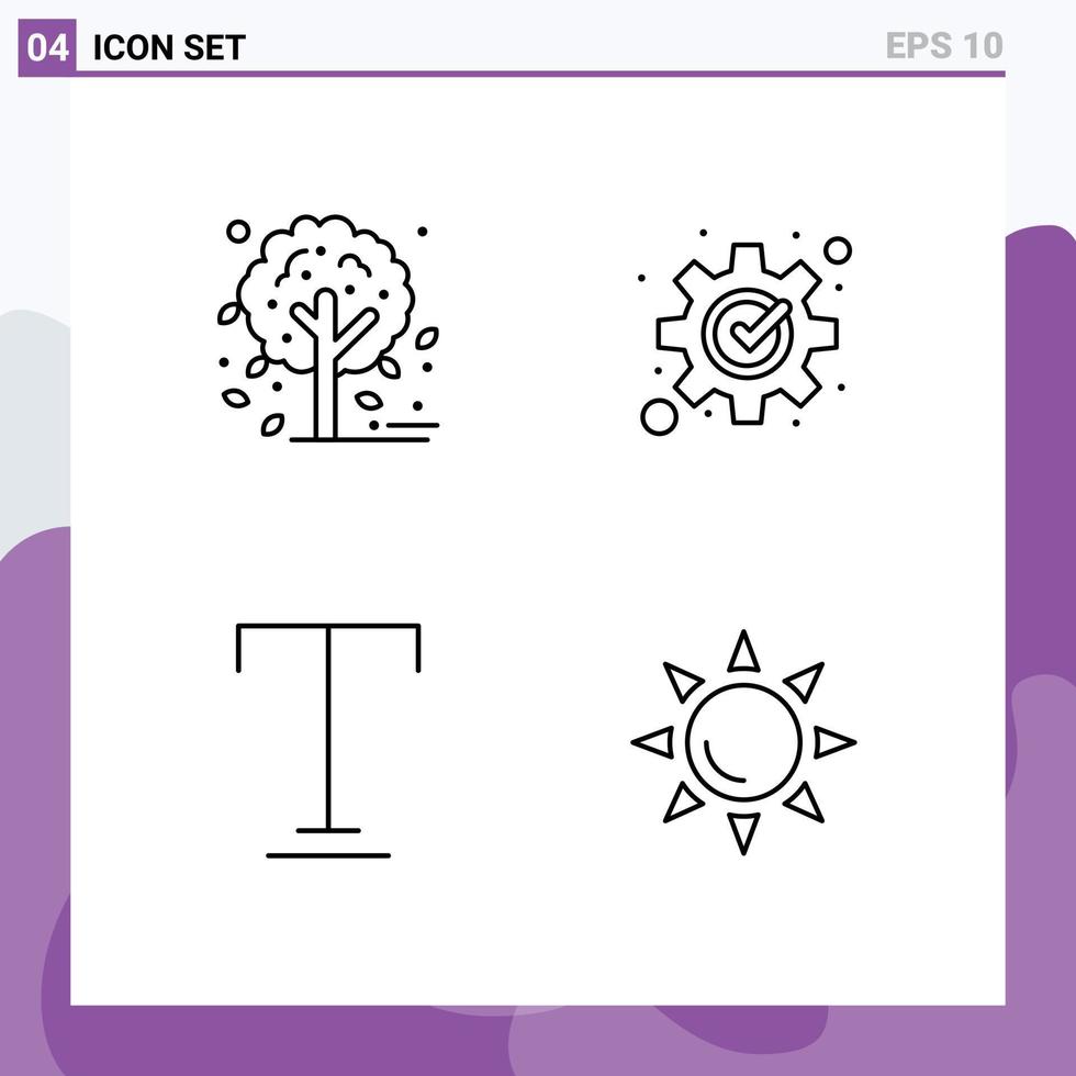 conjunto de 4 iconos de interfaz de usuario modernos símbolos signos para el proceso de desarrollo de subrayado de otoño elementos de diseño vectorial editables en la playa vector