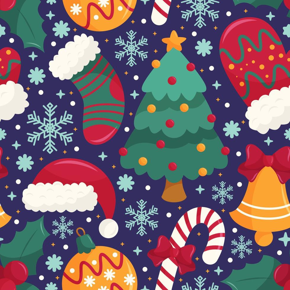 Cute Christmas Doodle Seamless Pattern vector