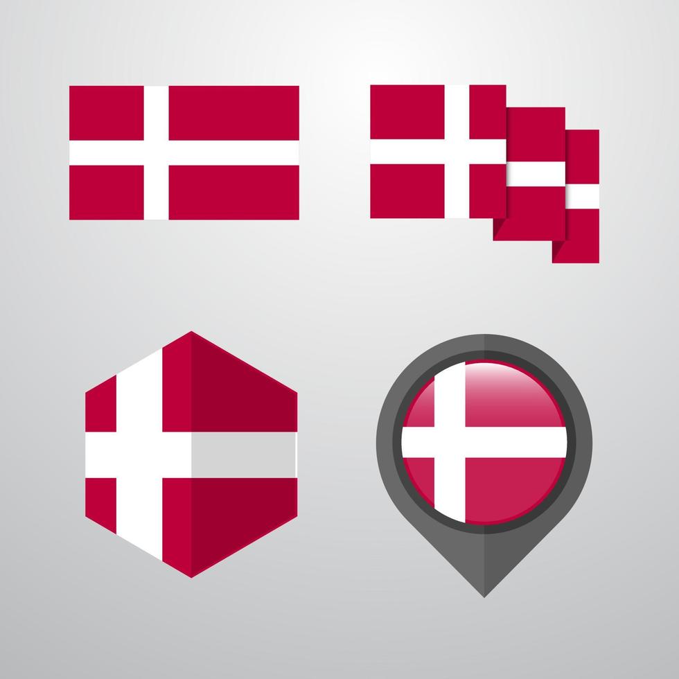 Denmark flag design set vector
