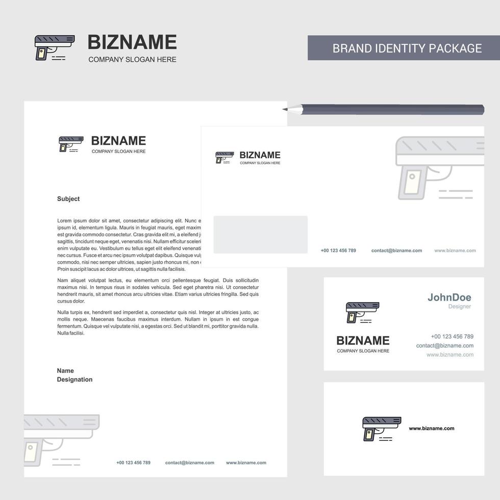 Gun Business Letterhead Envelope and visiting Card Design vector template