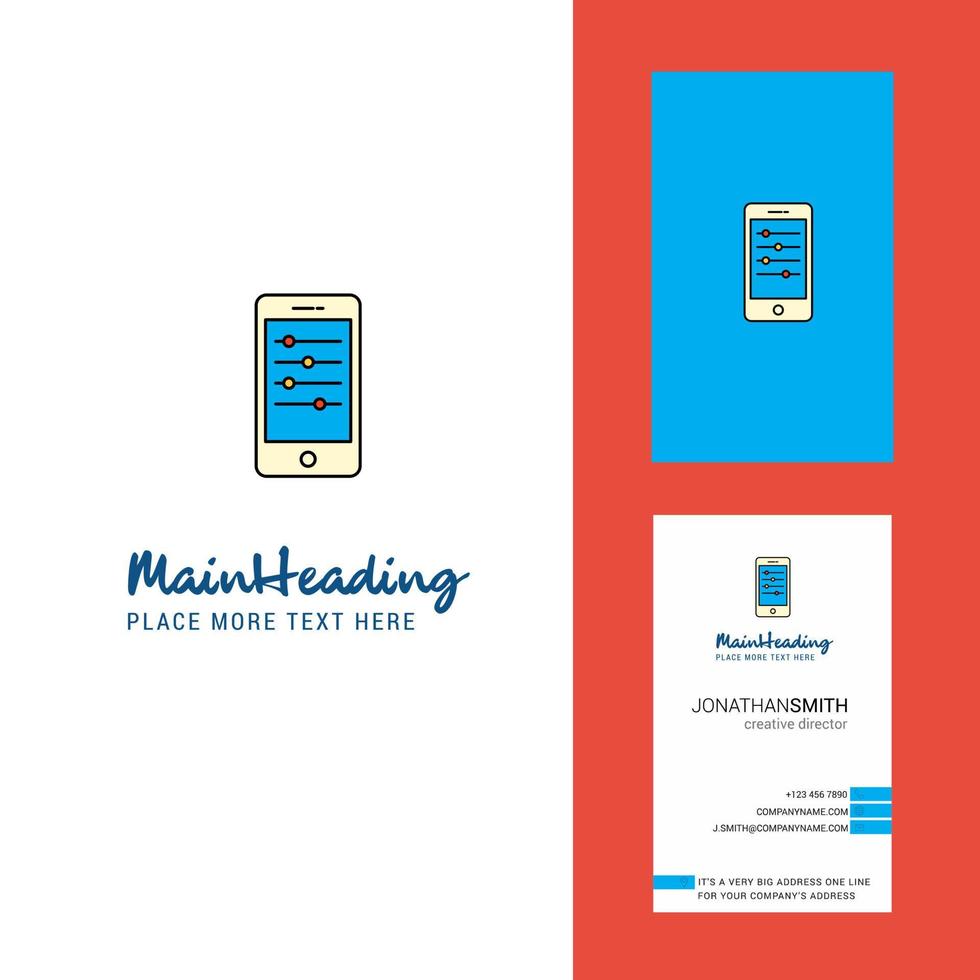 vector de diseño vertical de tarjeta de visita y logotipo creativo de configuración móvil