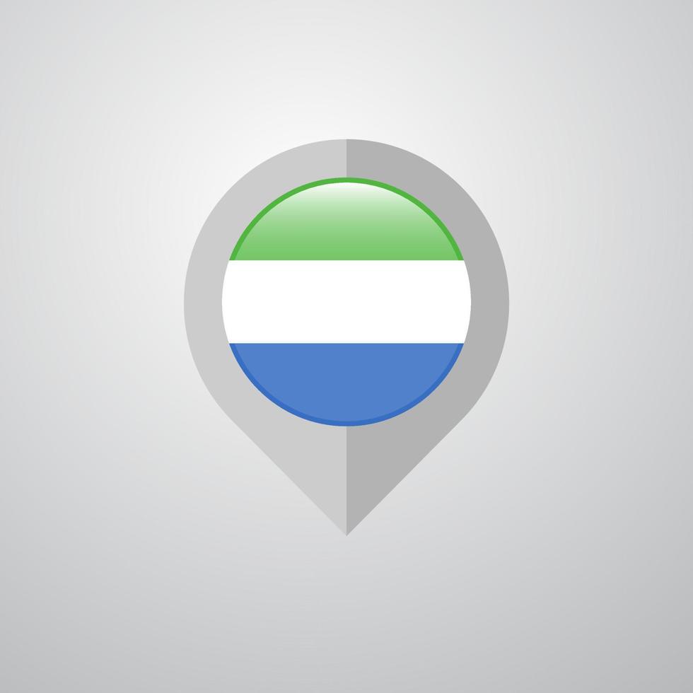 puntero de navegación de mapa con vector de diseño de bandera de sierra leona