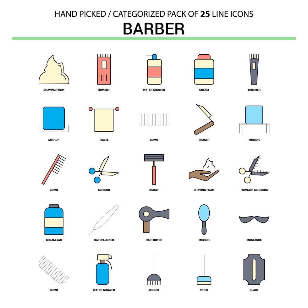 Barber Flat Line Icon Set Business Concept Icons Design vector