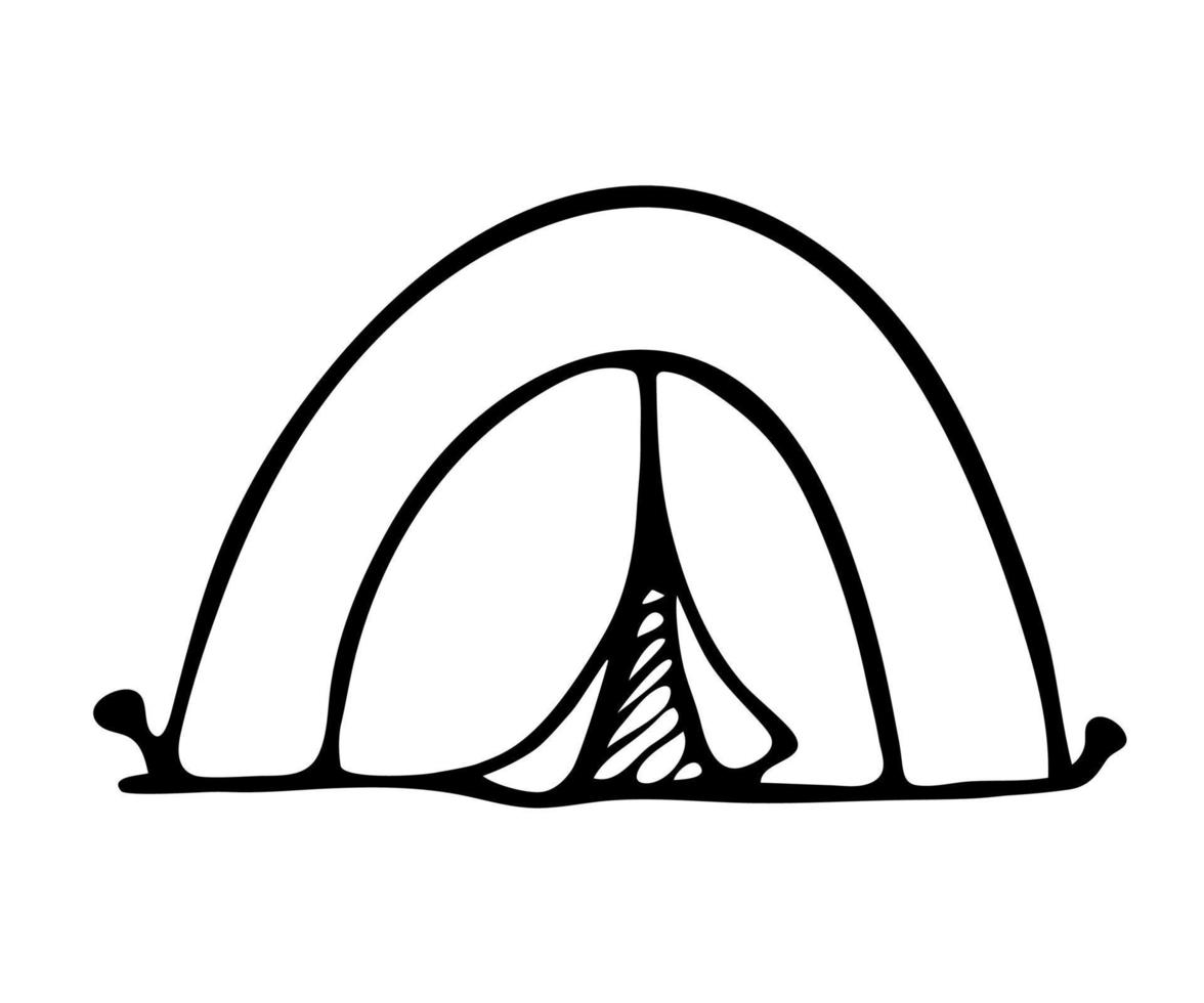 Hand drawn tent doodle icon vector