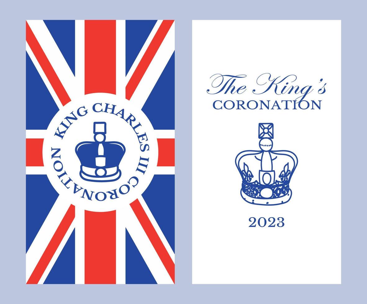 Poster for King Charles III Coronation with British flag vector illustration.