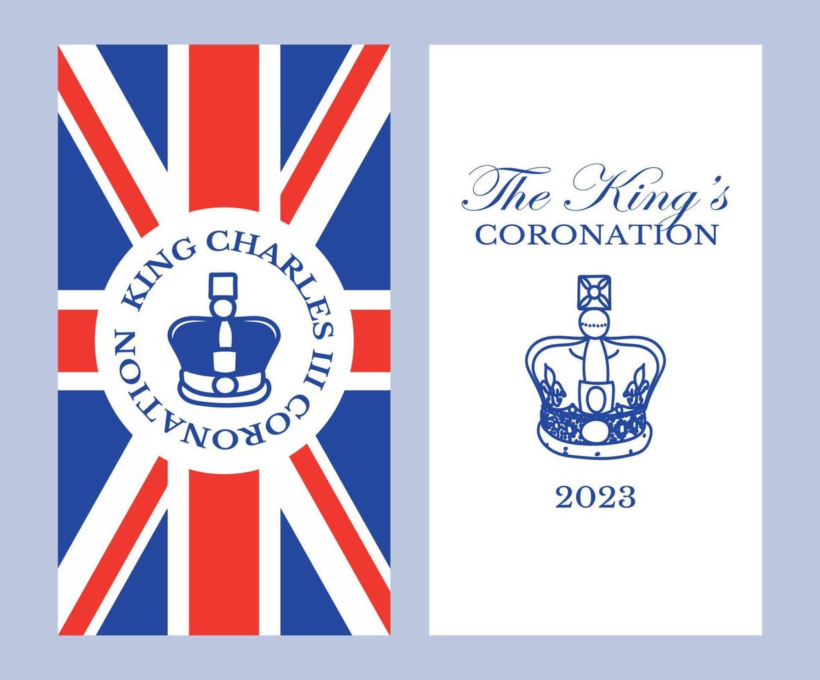 Poster for King Charles III Coronation with British flag vector illustration.