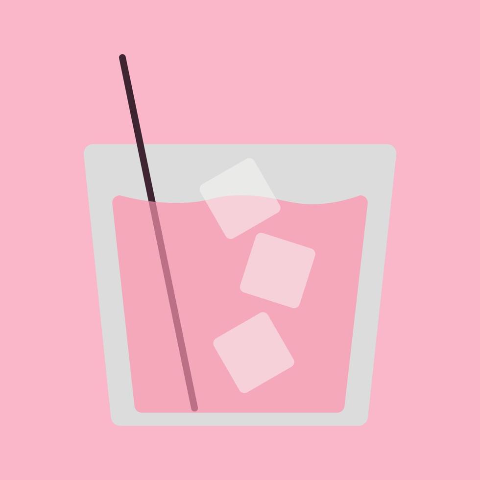 Pink cocktail drink design vector