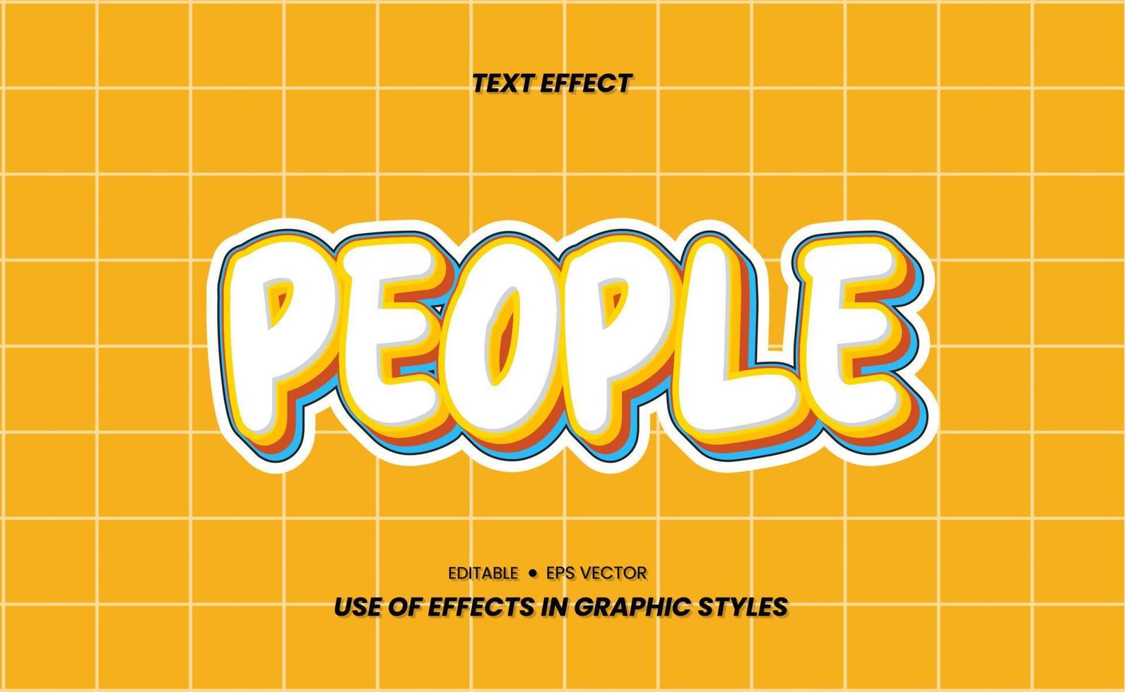 3D Text Effects with People Words and Easy to Edit vector