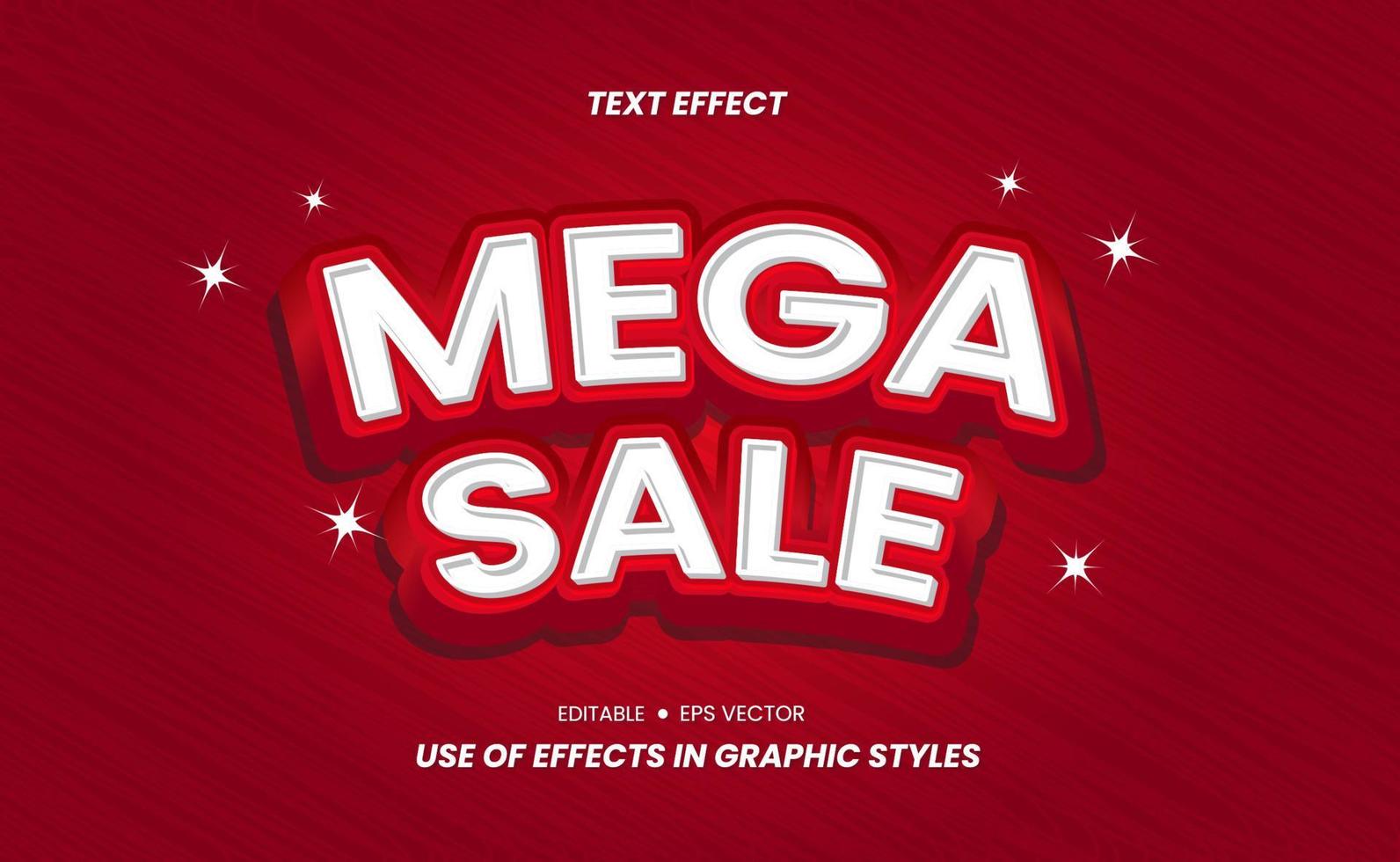 Mega Sale Text Effect - Color 3D Design and can be used as a business promotion sticker. vector