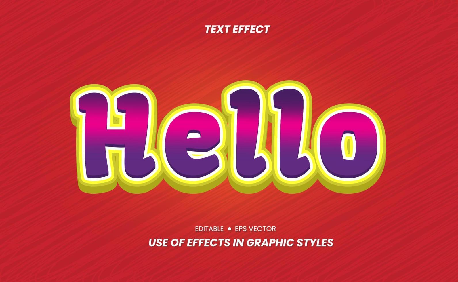 3D Text Effect with Hello word and Easy to Edit vector