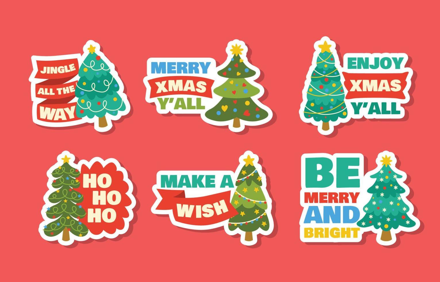 Christmas Tree Sticker Collection vector