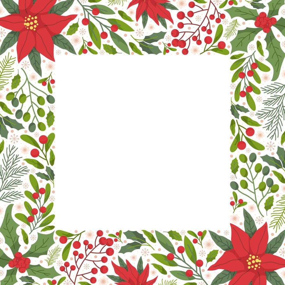 Winter Floral Border Background vector