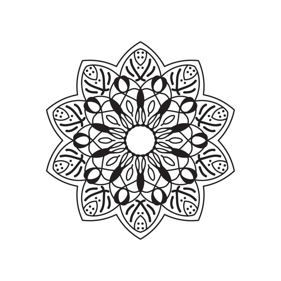 libro para colorear mandala blanco y negro vector