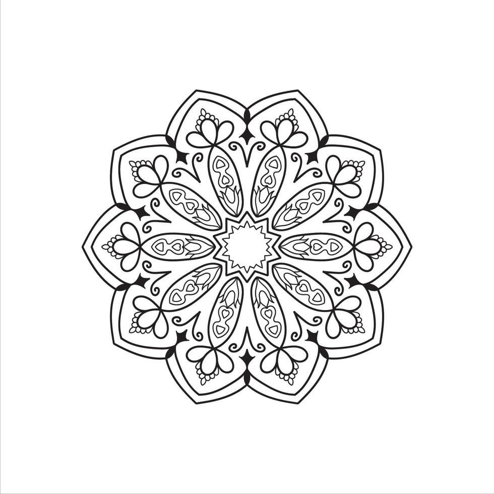 mandala black and white coloring book background concept design vector