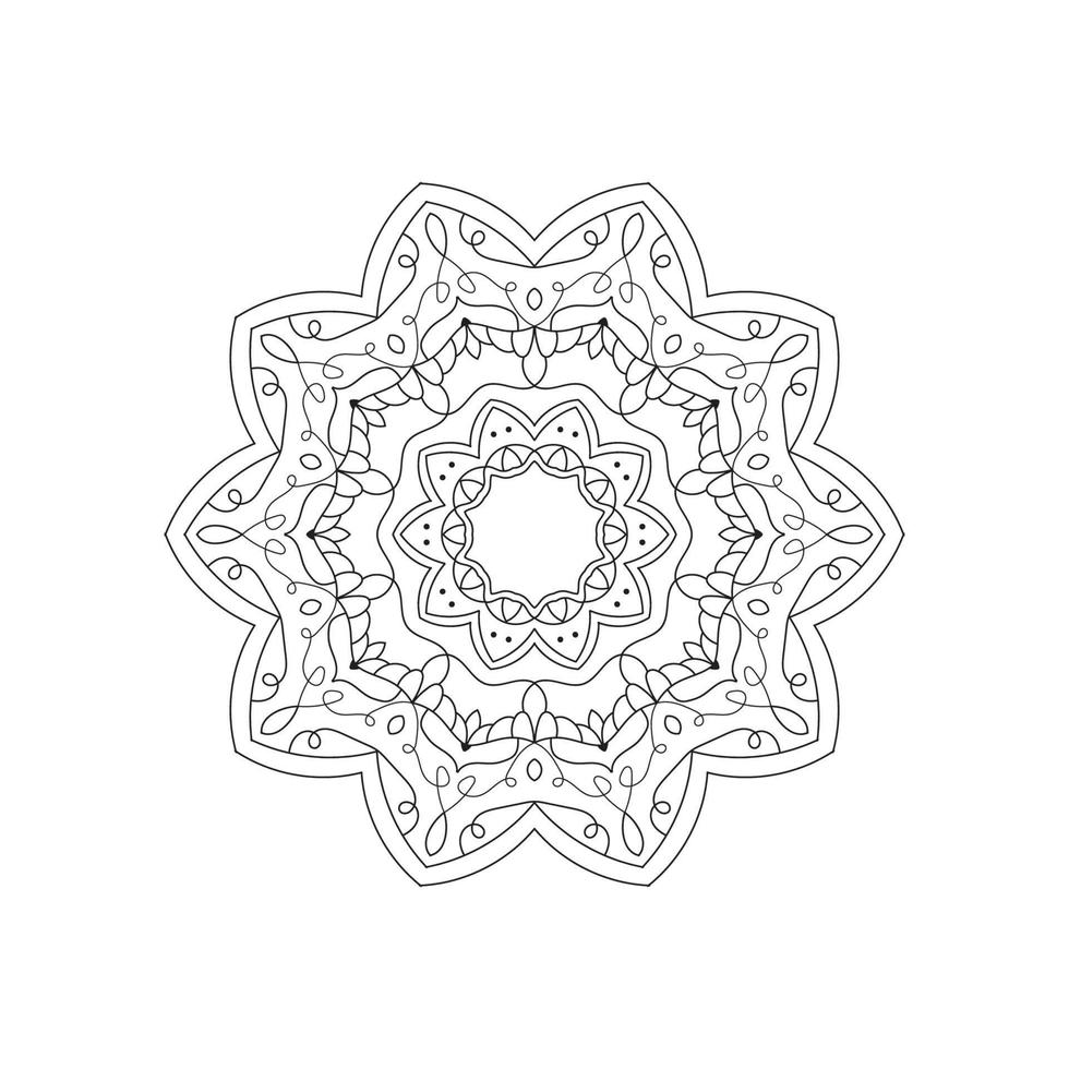 libro para colorear mandala blanco y negro vector