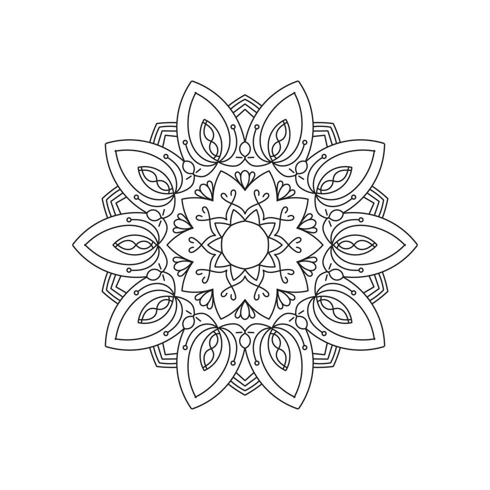 libro para colorear mandala blanco y negro vector