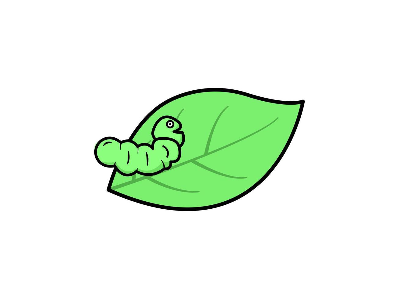 caterpillar vector design on a green leaf suitable for use as a complement to the design