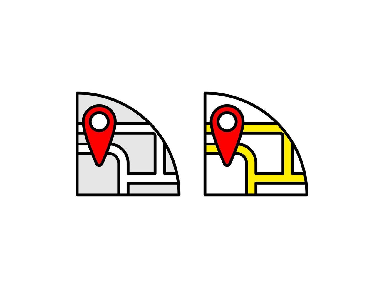 diseño gráfico de icono de mapa con punto de alfiler adecuado como complemento del diseño vector
